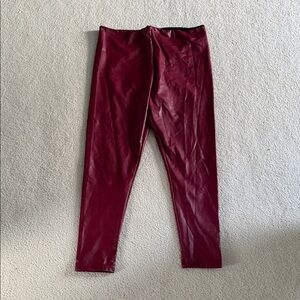 Bloomingdale’s Maroon Faux Leather Leggings